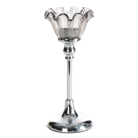 ŚWIECZNIK DEKORACYJNY ADENA (03) O 11 X 27 CM SREBRNY