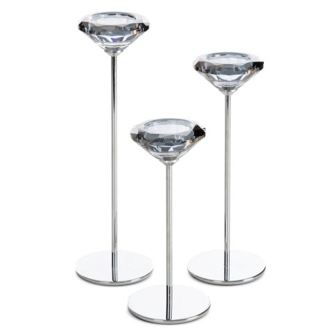 ŚWIECZNIK DEKORACYJNY ANIKA (03) O 8 X 26 CM SREBRNY