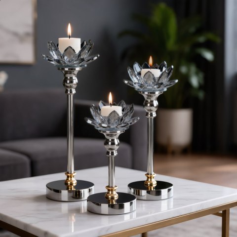 ŚWIECZNIK DEKORACYJNY DALIA O 12 X 19 CM CZARNY