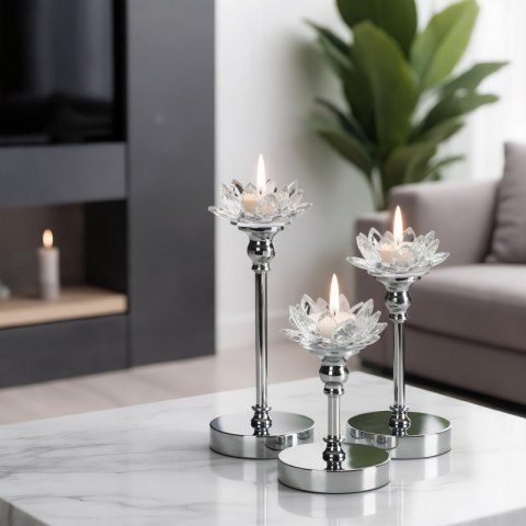 ŚWIECZNIK DEKORACYJNY DALIA O 12 X 19 CM TRANSPARENTNY