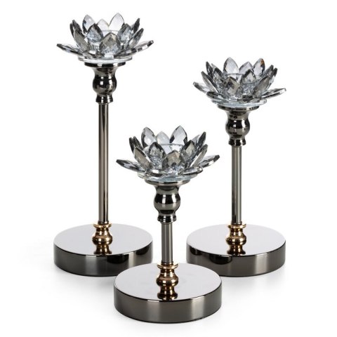 ŚWIECZNIK DEKORACYJNY DALIA O 12 X 24 CM CZARNY