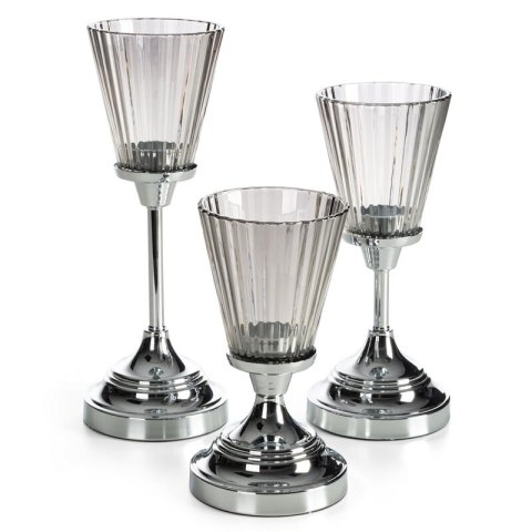 ŚWIECZNIK DEKORACYJNY ELANI (01) O 12 X 21 CM SREBRNY