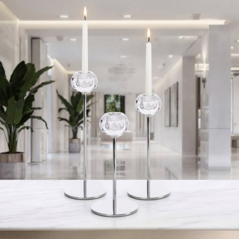 ŚWIECZNIK DEKORACYJNY LARA O 8 X 19 CM TRANSPARENTNY