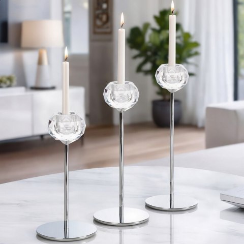 ŚWIECZNIK DEKORACYJNY LARA O 8 X 23 CM TRANSPARENTNY