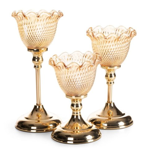 ŚWIECZNIK DEKORACYJNY LUISA (03) O 13 X 31 CM ZŁOTY