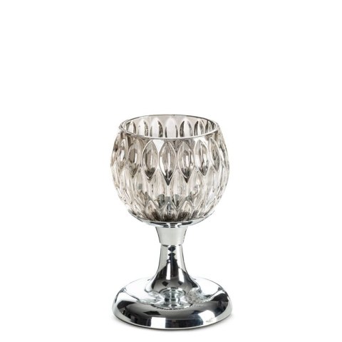 ŚWIECZNIK DEKORACYJNY ZARIA O 11 X 17 CM SREBRNY