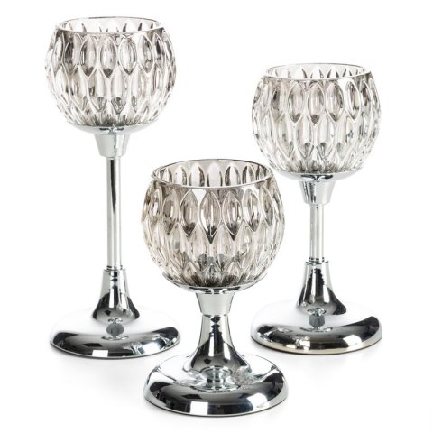 ŚWIECZNIK DEKORACYJNY ZARIA O 11 X 17 CM SREBRNY