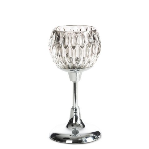 ŚWIECZNIK DEKORACYJNY ZARIA O 11 X 22 CM SREBRNY