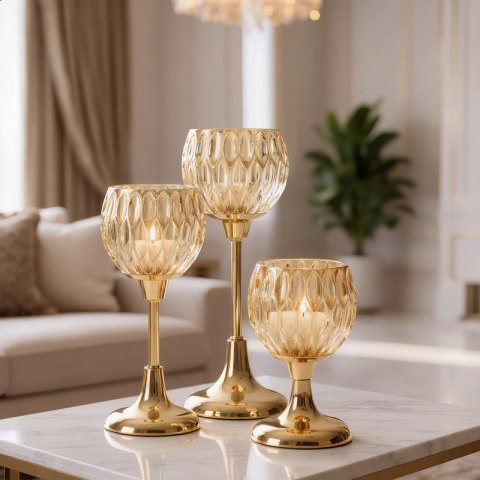 ŚWIECZNIK DEKORACYJNY ZARIA O 11 X 27 CM ZŁOTY