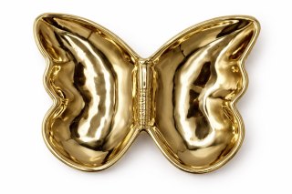 TALERZ MOTYL CERAMICZNY ZŁOTY