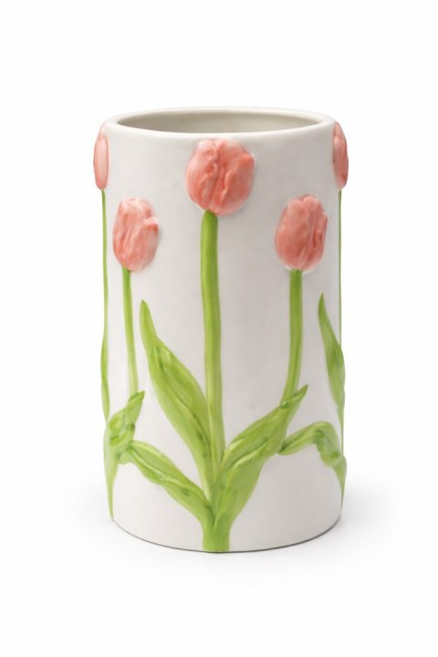 WAZON CERAMICZNY Z RÓŻOWYMI TULIPANAMI