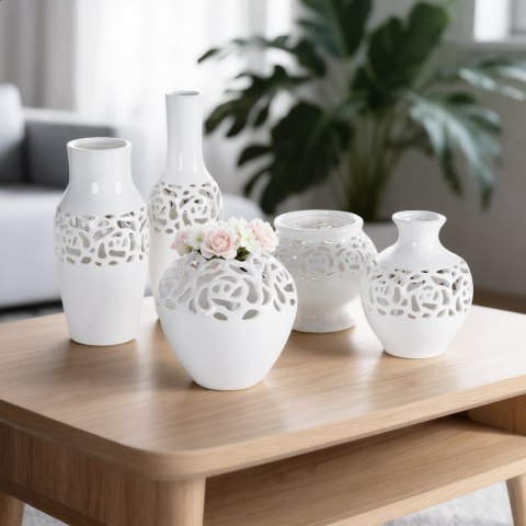 WAZON DEKORACYJNY CELIA (03) O 16 X 14 CM KREMOWY