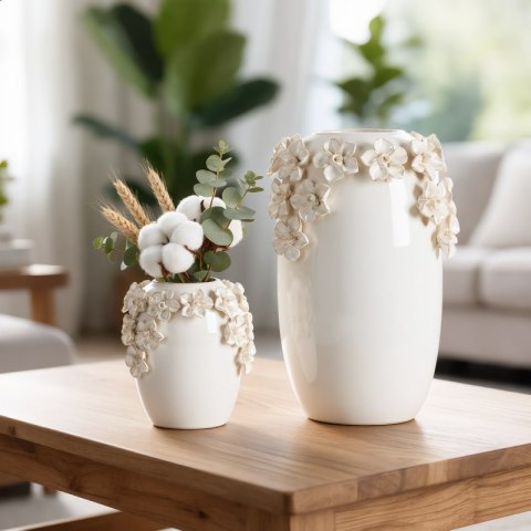 WAZON DEKORACYJNY DIANA (01) O 19 X 30 CM KREMOWY