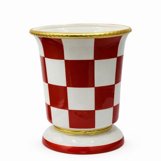 DONICZKA CERAMICZNA W CZERWONO-BIAŁĄ KRATĘ DUŻA