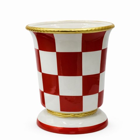 DONICZKA CERAMICZNA W CZERWONO-BIAŁĄ KRATĘ DUŻA