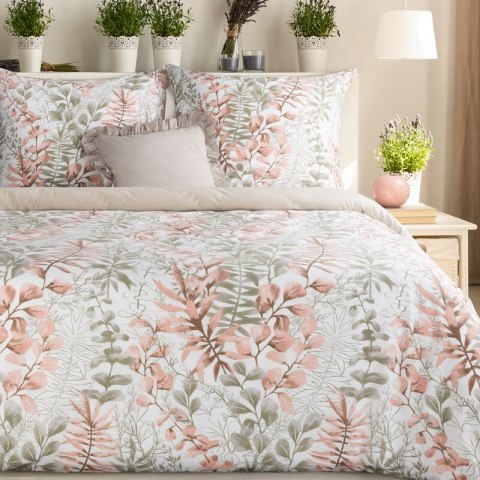 KOMPLET POŚCIELI BAWEŁNIANEJ FREESIA 140 X 200 CM PUDROWY RÓŻ