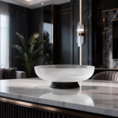 SZKLANA PATERA DEKORACYJNA NELI (01) O 30 X 12 CM BIAŁY