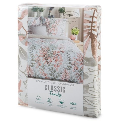 KOMPLET POŚCIELI BAWEŁNIANEJ FREESIA 220 X 200 CM PUDROWY RÓŻ