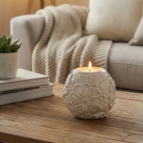 ŚWIECZNIK DEKORACYJNY NAIRA (01) O 10 X 10 CM KREMOWY