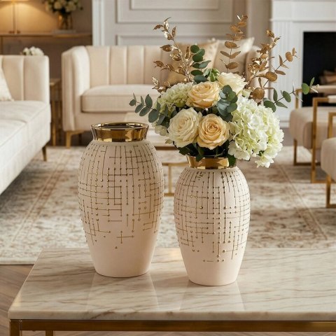 WAZON DEKORACYJNY KENA (01) O 15 X 25 CM KREMOWY