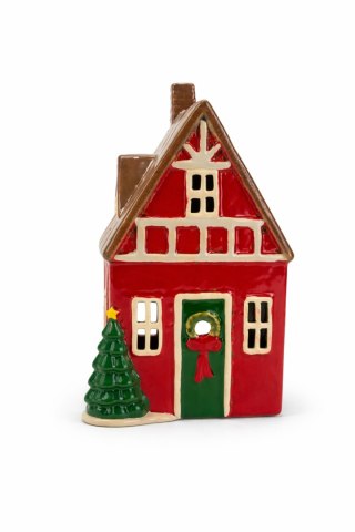 DOMEK CERAMICZNY NA T-LIGHT CZERWONY