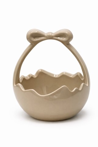 KOSZYCZEK CERAMICZNY BEŻOWY Z KOKARDĄ DUŻY
