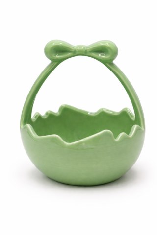 KOSZYCZEK CERAMICZNY PASTELOWY ZIELONY Z KOKARDĄ DUŻY
