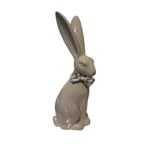 KRÓLIK CERAMICZNY BEŻOWY Z BEŻOWĄ KOKARDĄ Z PEREŁKAMI MAXI