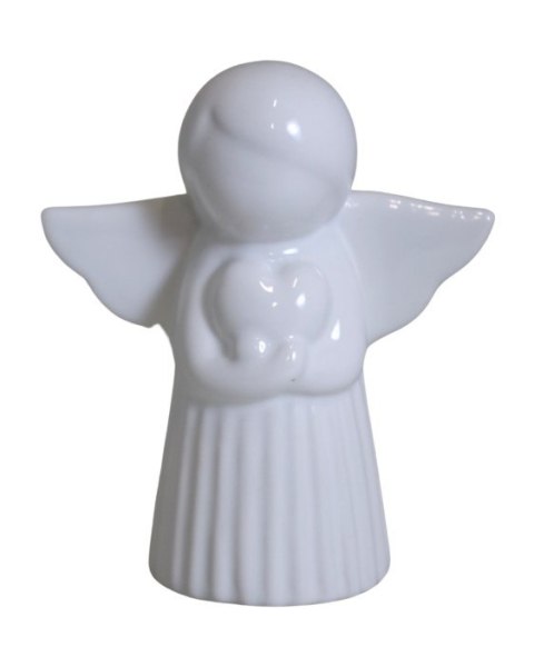 ANIOŁ CERAMICZNY BIAŁY Z SERCEM DUŻY