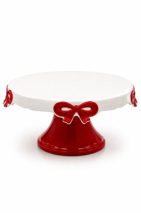 PATERA CERAMICZNA BIAŁA Z CZERWONĄ KOKARDKĄ