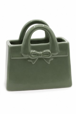 WAZON CERAMICZNY TOREBKA SZAŁWIOWA Z KOKARDKĄ