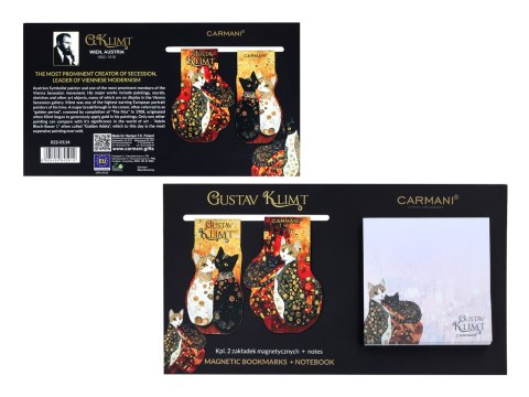 Kpl. Notes magnetyczny i 2 zakładki magnetyczne - Inspirowane malarstwem G. Klimt (CARMANI)