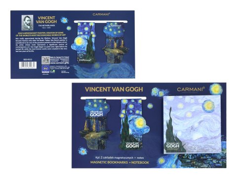 Kpl. Notes magnetyczny i 2 zakładki magnetyczne - V. van Gogh, Gwiaździsta Noc (CARMANI)