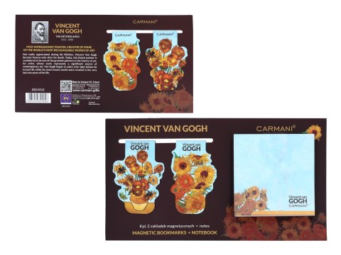 Kpl. Notes magnetyczny i 2 zakładki magnetyczne - V. van Gogh, Słoneczniki (CARMANI)