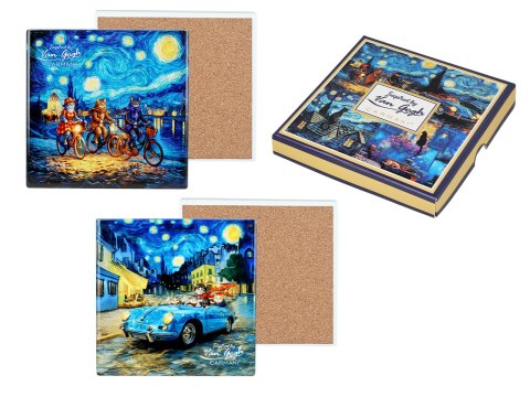 Kpl. 2 Podkładek ceramicznych - Inspirowane malarstwem V. van Gogh (mix 2 wzorów)(CARMANI)