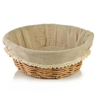 SINO Koszyk 23x23x9cm z polrattanu materiał koronka