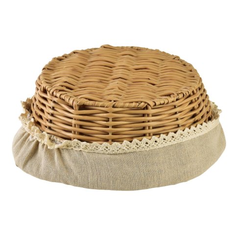 SINO Koszyk 23x23x9cm z polrattanu materiał koronka