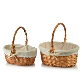 WILL Komplet 2 koszy 35x26x16/39 30x20x13/33cm materiał koronka