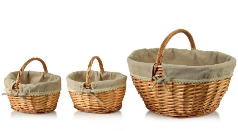 WILL Komplet 3 koszy materiał koronka 50x32x25/34 26x19x15/27cmx2