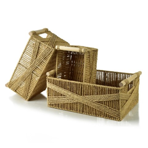 WILL Komplet 3 koszy prostokątnych z uchwytami 36x25x14/31x20x13/26x15x12cm
