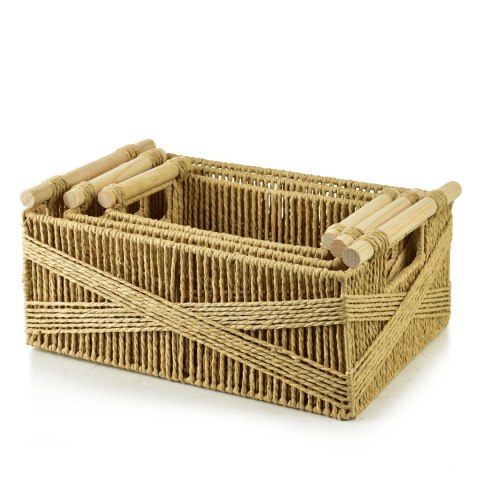 WILL Komplet 3 koszy prostokątnych z uchwytami 36x25x14/31x20x13/26x15x12cm