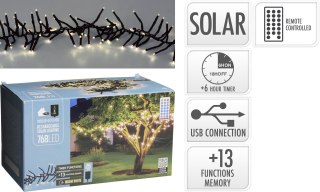 GIRLANDA SOLARNA 768 LED CIEPŁA BIAŁA