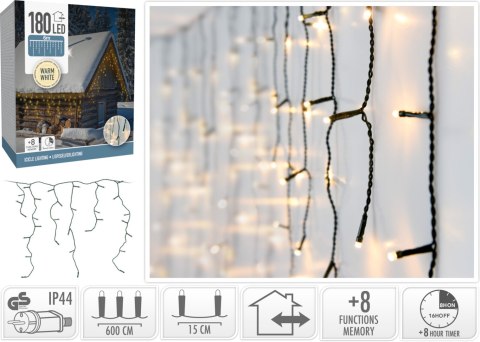 KURTYNA SOPLE 180 LED CIEPŁA BIAŁA