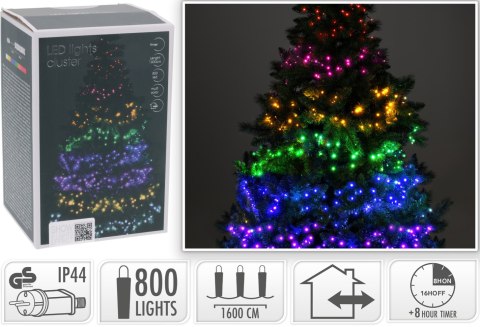 LAMPKI CLUSTER 800 LED WIELOKOLOROWE