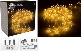 LAMPKI CLUSTER NA SREBRNYM DRUCIKU 1440LED CIEPŁA BIAŁA
