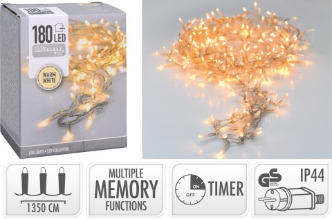 LAMPKI LED 180 LED CIEPŁA BIAŁA