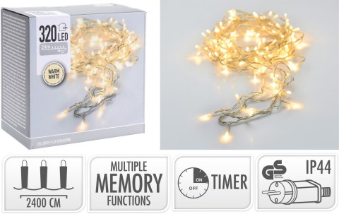 LAMPKI LED 320 LED CIEPŁA BIAŁA