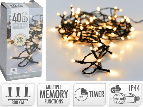 LAMPKI LED 40 LED CIEPŁA BIAŁA