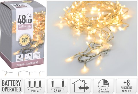 LAMPKI LED 48 SZT. BATERYJNE CIEPŁA BIAŁA