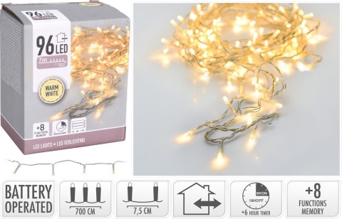 LAMPKI LED 96 SZT. BATERYJNE CIEPŁA BIAŁA